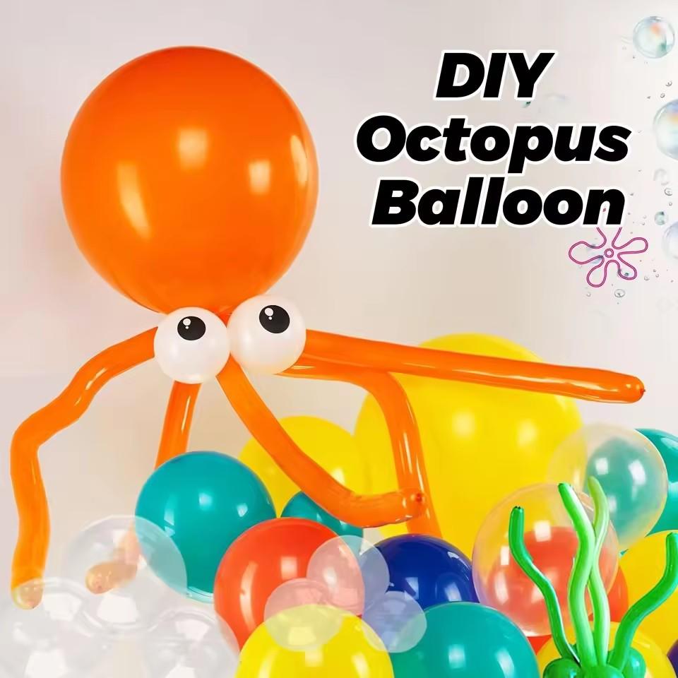 Octopus Shaped Balloon 260Q High-End Long Balloon Latex Twisted Balloon for Birthday, Wedding, Bridal Shower, Holiday Party