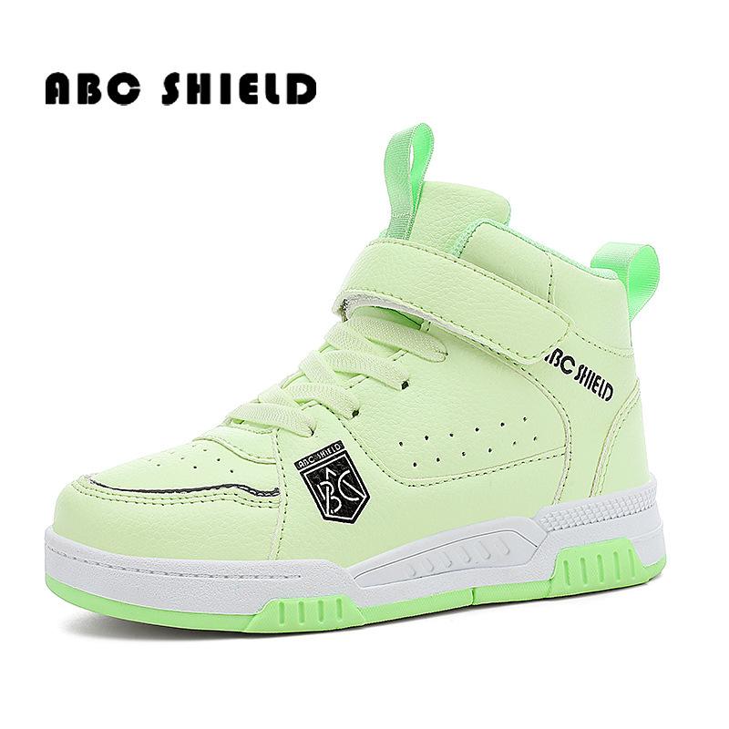 Children's Shoes Spring and Autumn 2025 New Leather Waterproof Board Shoes Boys and Girls Sports Shoes Velcro High-top Tide