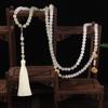 Chinese Style Tassel Beaded Necklace Ethnic Style Women Buddhist Buddha Meditation Necklace Cheongsam Sweater Chain Jewelry