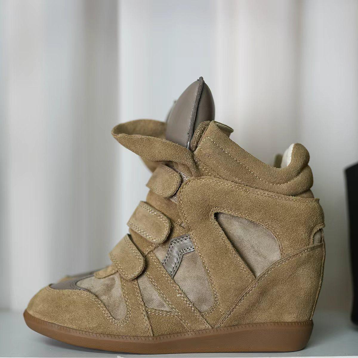 Осенне-зимний сезон замшевые женские ботинки плоские кроссовки скрытое внутреннее увеличение высоты винтажный повседневный универсальный стиль 42 оранжевый