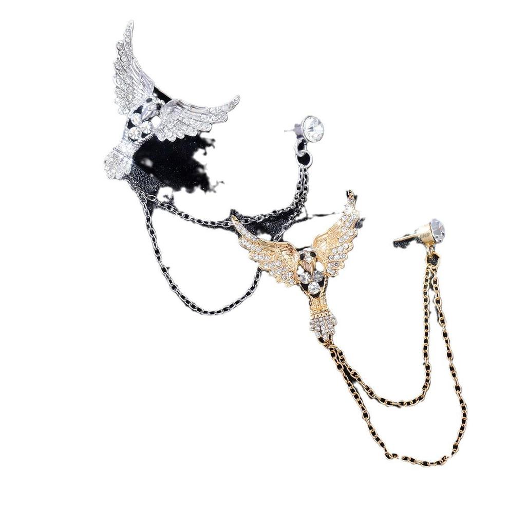 Ensemble de pins de col pour homme: Style japonais et coréen avec bijoux aigle, couronne, pompon et croix.