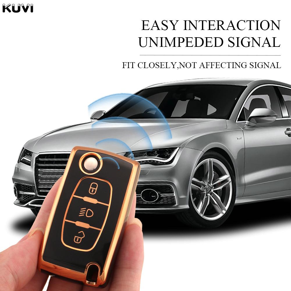 Fashion Tpu Auto Flip Key Fob Cover Case Bag Fit For Peugeot 107 207 307 308 407 607 3008 5008 Citroen Xsara Picasso C5 C6 C8 Auto Accessories