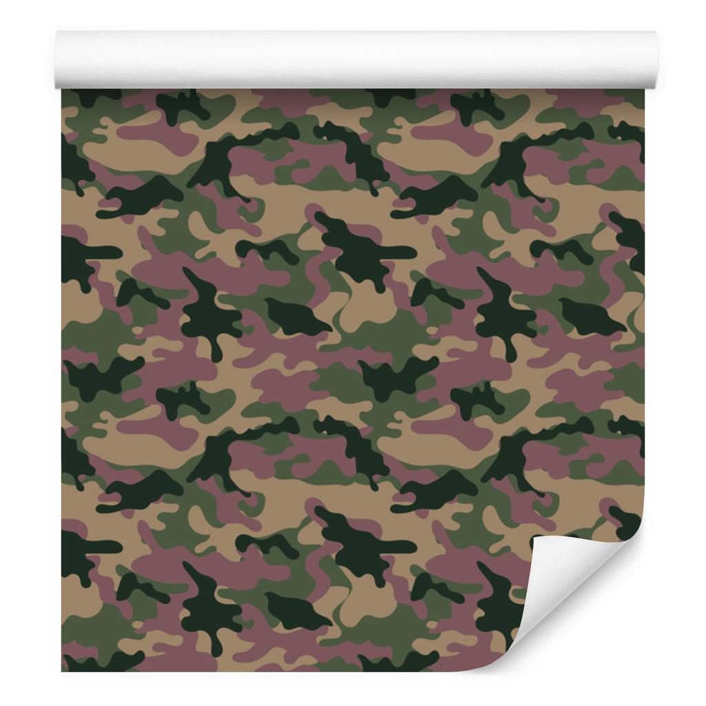 Military Camouflage Wallpaper Brown, Red and Bottle Green 50x1000