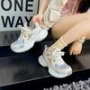 Design Sense Double Shoelace Dad Shoes Women's Spring 2025 New Mesh Breathable Lightweight Thick-soled Casual Sneakers