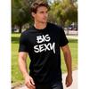 Mens Vintage T-Shirt with BIG SEXY Heat Transfer Print Regular Fit Plus Size, Machine Washable for Gym, Outdoor & Casual Wear, Retro Style
