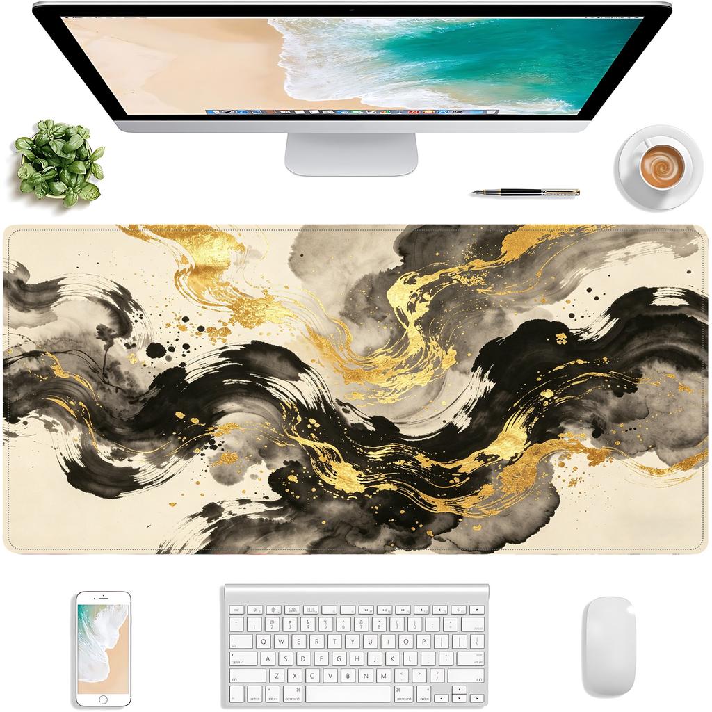 Black Gold Textured Mouse Pad Notebook Ip Computer Office Game Non-slip Rubber New Large Table Mat