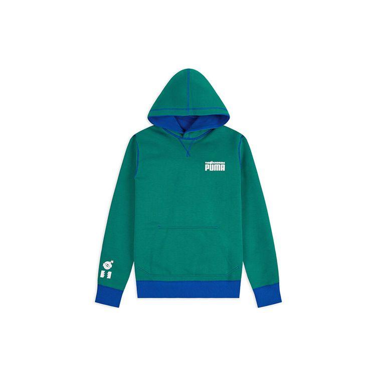 Puma X The Hundreds Logo Print Reversible Hoodie Men Tops Blue Green 598311-89