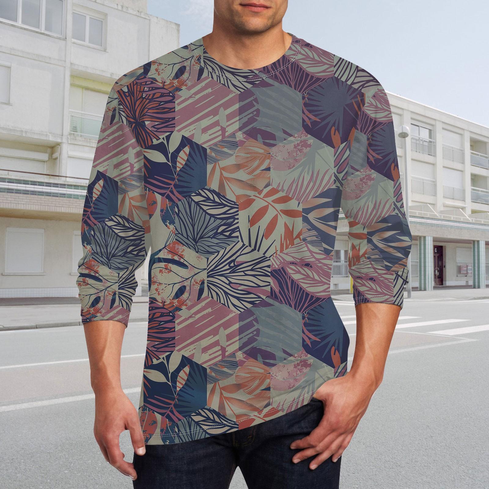 

Муж. Футболка Круглый вырез Одежда Одежда На открытом воздухе Длинный рукав С принтом Модельер Винтаж XL светло-коричневого