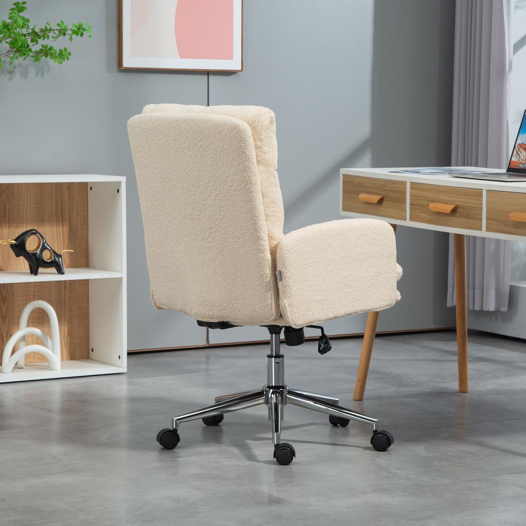 Office Chair, Upholstered Desk Chair, Tilt Function, Swivel, Rollable, Cream White