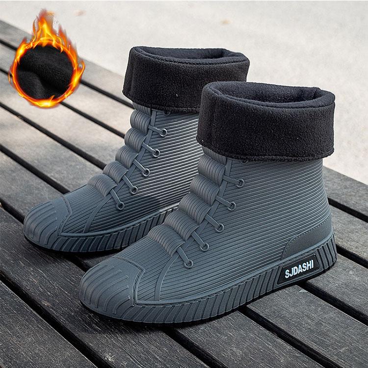 Up A Size Fashion Order Mens Rain Boots Rubber Gumboots Slip On Midcalf Waterproof Working Boots Comfort Red Nonslip Fishing Shoes For Men