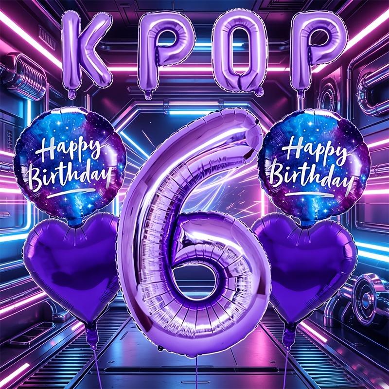 9pcs Cool Purple K-pop Themed Party Balloon Set 32-inch Number 0-9 Balloons Music Themed Party Decoration Photography Props