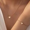 Halskette Armband Set, Legierung Beschichtet Verschleißfest Oxidationsbeständig Schmuck, Verstellbare Kette Minimalistisch Liebesanhänger Schmuck