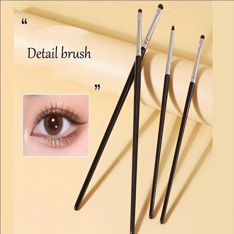 4pcs Eye Makeup Brushes Set with Horsehair Bristles for Eye Contouring - Perfect For Applying Eyeshadow, Eyeliner, And Eyebrow