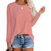 IHUASU Women's Fashion Casual Solid Color Print Long Sleeve O-Neck Blouses & Shirts