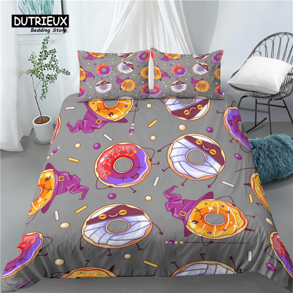 Home Living Luxury 3D Donuts Print 2/3Pcs Comfortable Duvet Cover PillowCase Bedding Sets Queen and King EU/US/AU Size
