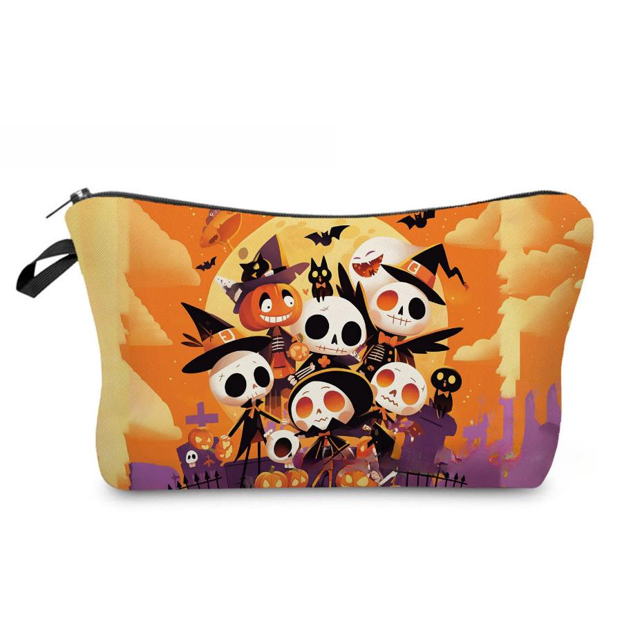 Women Skeleton Print Cosmetic Bag Toiletries Organize Travel Storage Case 6963 KTB