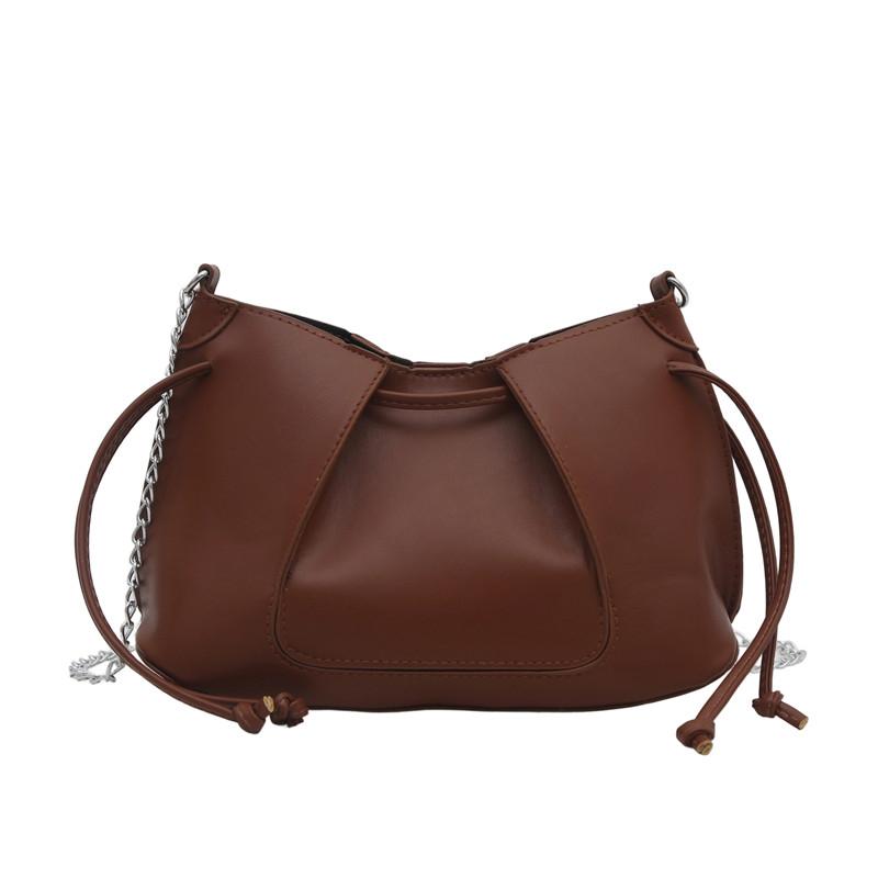 

Solid Color PU Hasp Crossbody Bags 2026 New Trend Exquisite Sewing Thread shoulder Bag Lightweight Chain strap Women s Handbags кавовий