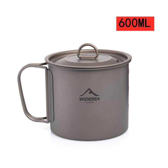 Widesea Lightweight Titanium Camping Cup with Lid - Portable and Easy to Store Tableware