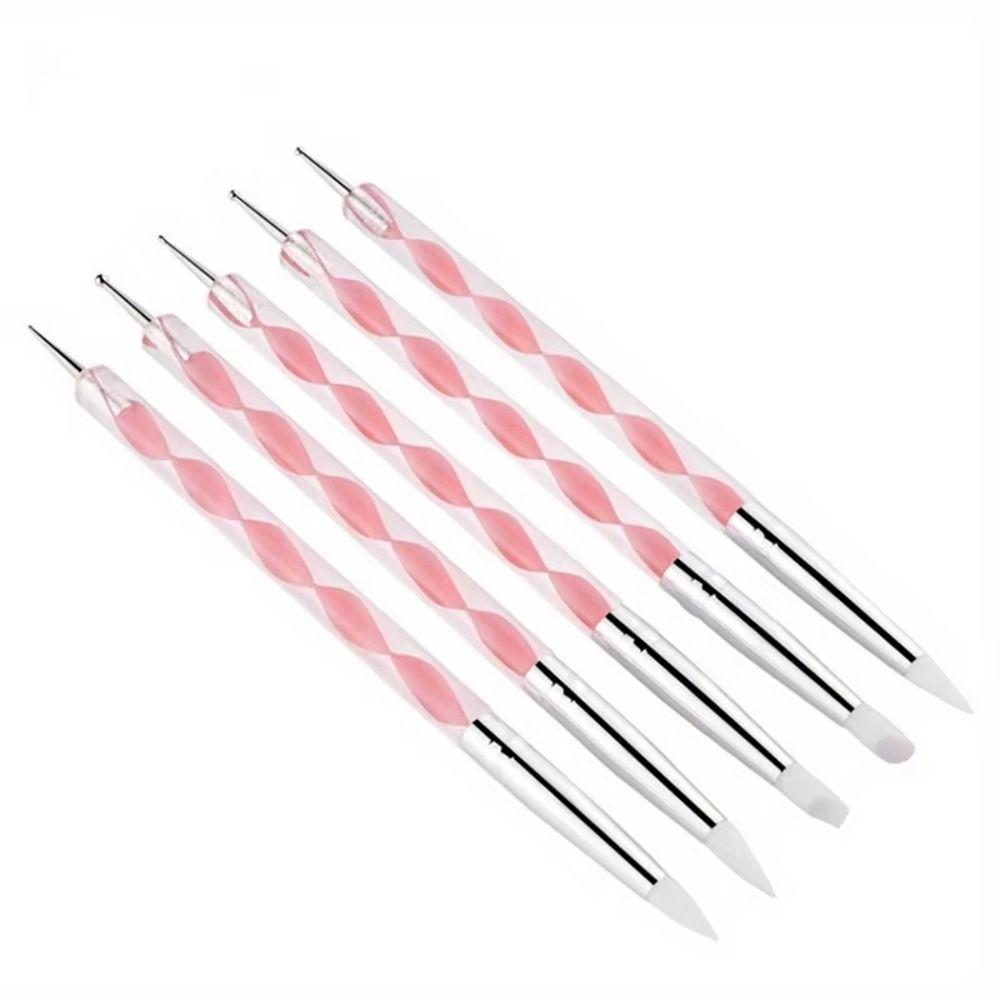 5Pcs/Set 2 Ways Nail Art Pen Point Flower Dotting Tool Durable Marbleizing Painting Pens