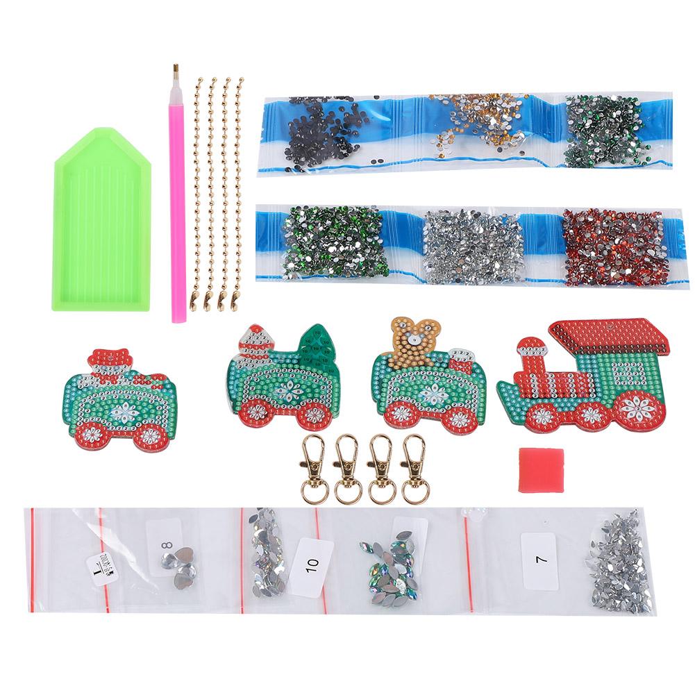 

4шт алмазная живопись брелок DIY багаж украшения художественные поделки рождественский поезд для ребенка