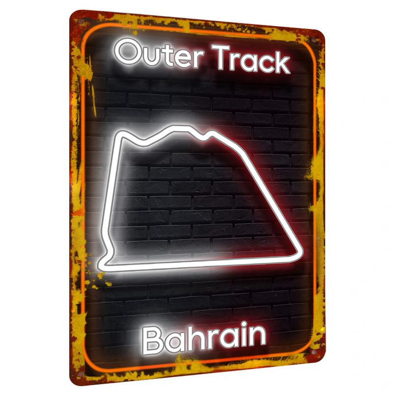 

Bahrain Outer Track Neon Style Metal Tin Sign Auto Racing Circuit Wall Decor for Garage Man Cave 20x30cm（7.8x11.8inch）