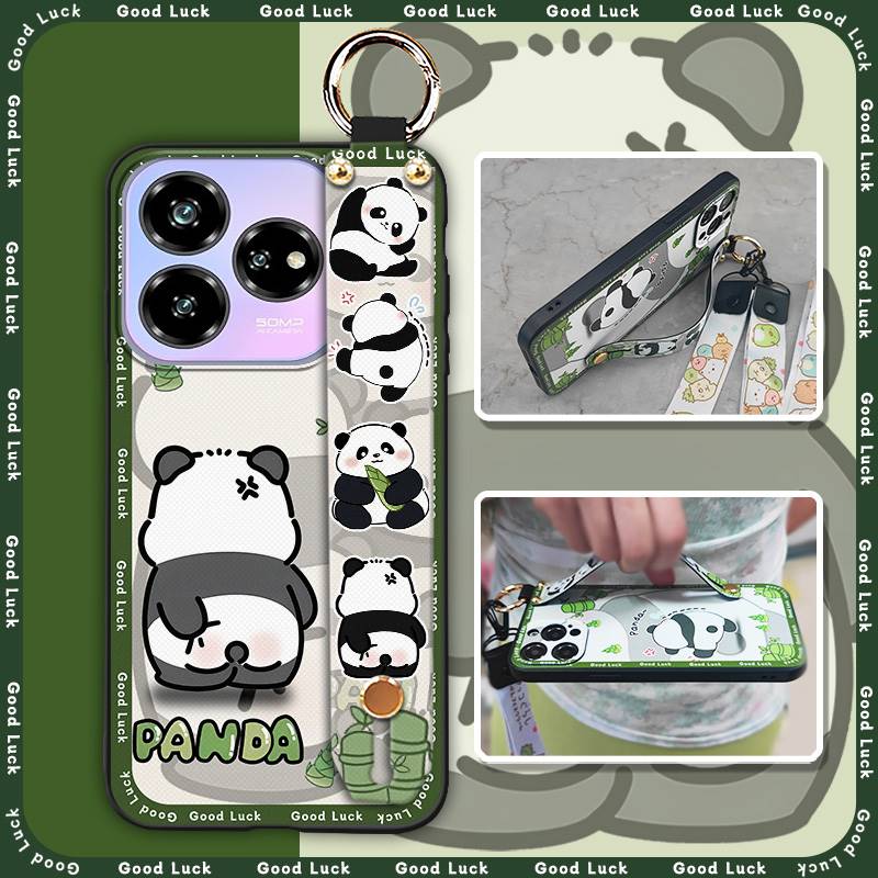Silicone Wristband Phone Case For ZTE Blade V60 Design/Axon 60 Lite Protective Fashion Design Durable Phone Holder Panda