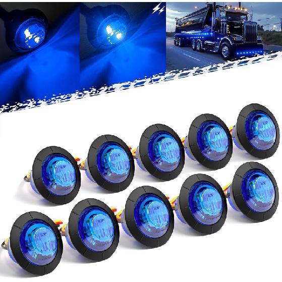 BJZ 3/4" Strobe+Marker Lights Dual Function Amber Trailer LED Side Clearance Tail Bumper Griller Flash Lights 12V Turn Signal Warning Indicator