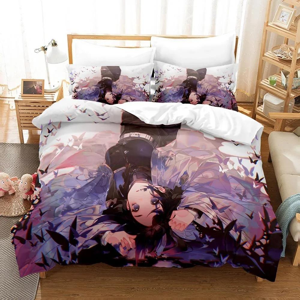 3D Printed Anime Bed Sheet Demon Slayer Bedding Set Single Twin Full Queen King Size Bed Set Adult Kid Bedroom Duvet Cover Sets