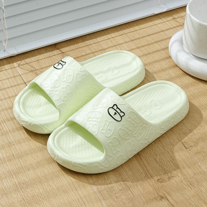 Unisex Summer Large Size Flat Bottom Cartoon Candy Color Indoor Slippers Women Men Casual Anti Slip Bathroom Slippers For Couples 36-43