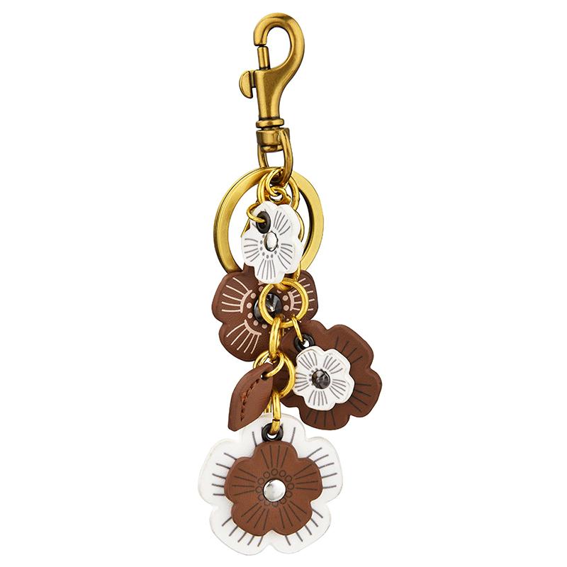 1Pc Bag Hanging Ornaments Retro Keychain Elegant Camellia Lightweight Backpack Pendant Decoration PU Multipurpose Flower