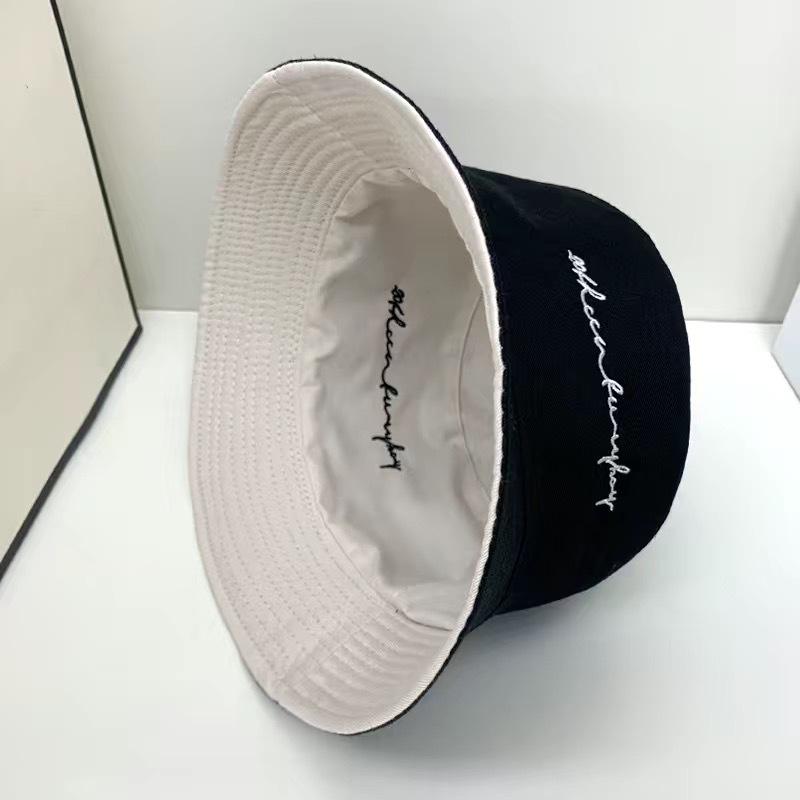 

Double-Sided Bucket Hat: Solid Color Summer Sunshade for Women & Men, Japanese Soft Girl & Korean Style with Embroidered Design One Size