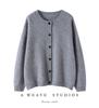 Women's Cashmere Cardigan - Autumn/Winter 2025 Collection, Round Neck, Gentle Loose Fit, Slimming Single-Breasted Jacket.