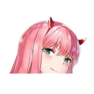 Tri Koshki KCS168 Peeker Big Head Anime Darling In The Franxx Zero Two, pegatina de PVC para coche, pegatinas coloridas para parachoques de coche