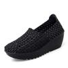 2025 Spring Women's Weaving Sports Slope Heel Shoes Women's Casual Breathable Thick Bottom Sports Walking Shoes Zapatos De Mujer
