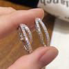 PONYKISS  Sterling Silver Zircon Double Round Hoop Earrings for Women Minimalist Personality Fine  Trendy Accessories