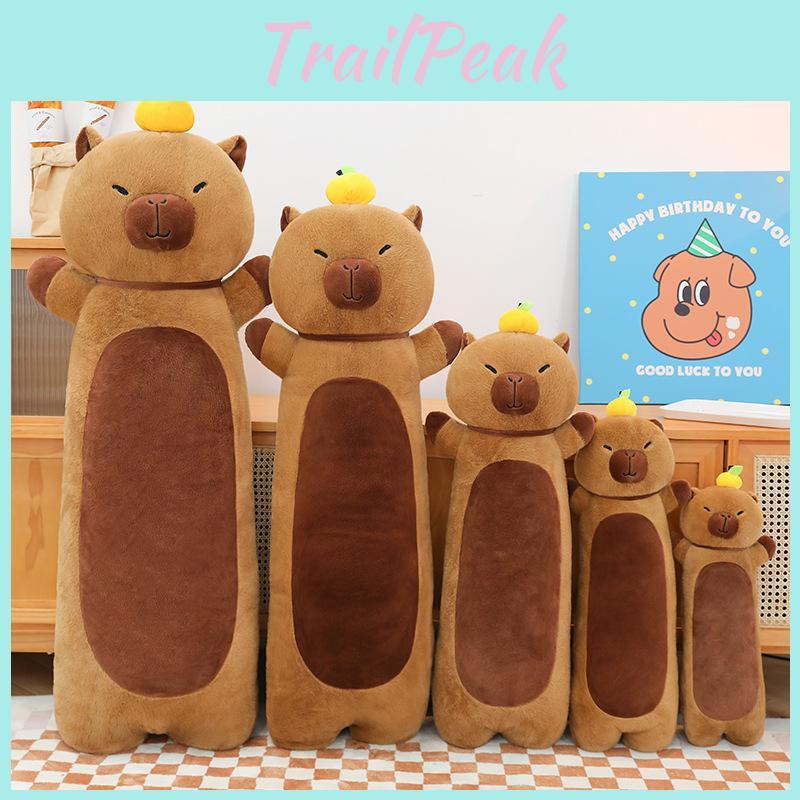 Long Orange Topped Strip Capybara Plush Toy Cute Doll Girl Kid Birthday Gift