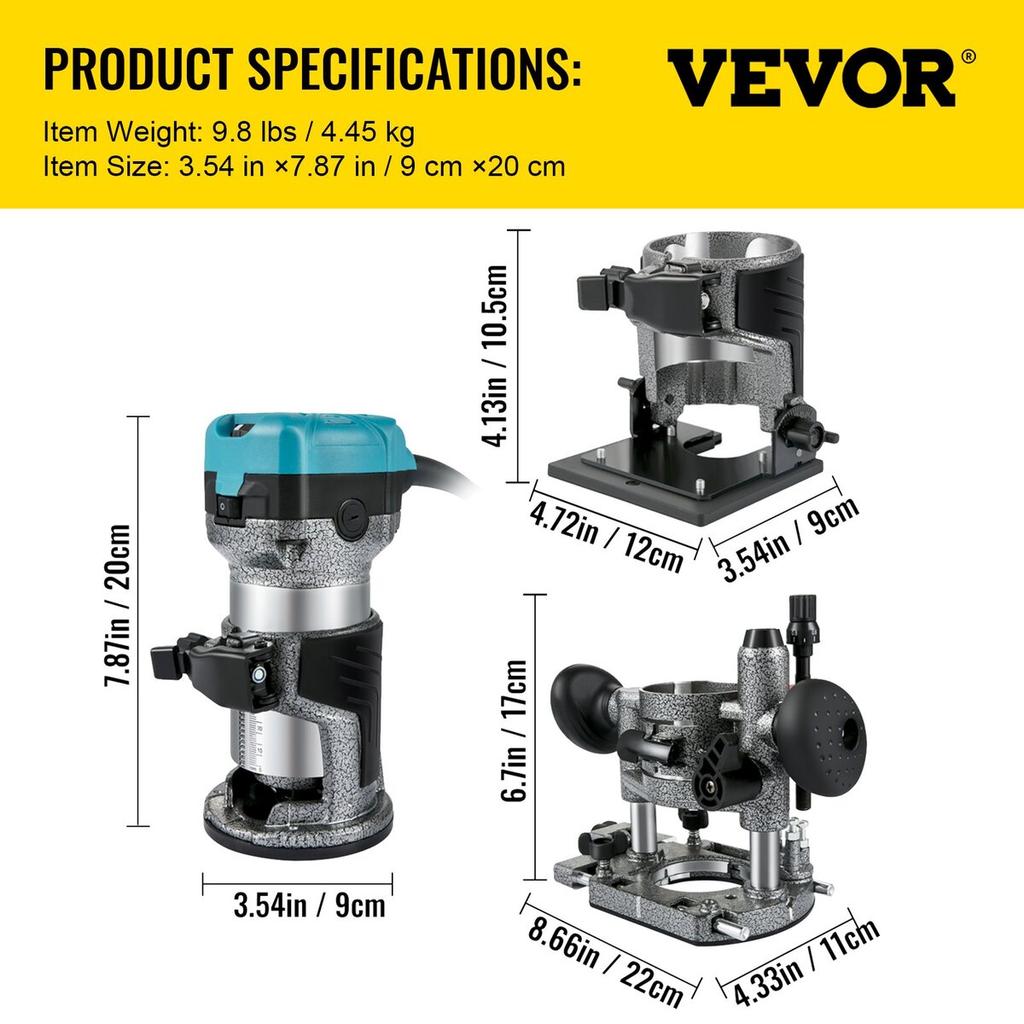 Router Tool, 710W Wood Router, Router for Woodworking w/ 3 Router Collets, Wood Router Tool w/ Fixed & Plunge & Tilt Base, Woodworking Router w/