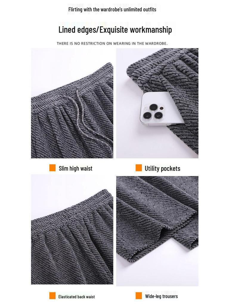 Plus Size 300 Jin Shiny Fleece Wide-Leg Pants for Women - New Loose Fit, High-Waisted, Versatile for Autumn & Winter