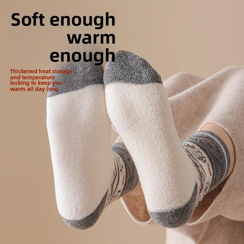 Loop Socks for Women, Thick and Warm Mid-calf Socks for Autumn and Winter, Non-freezing Feet, Sleep Socks