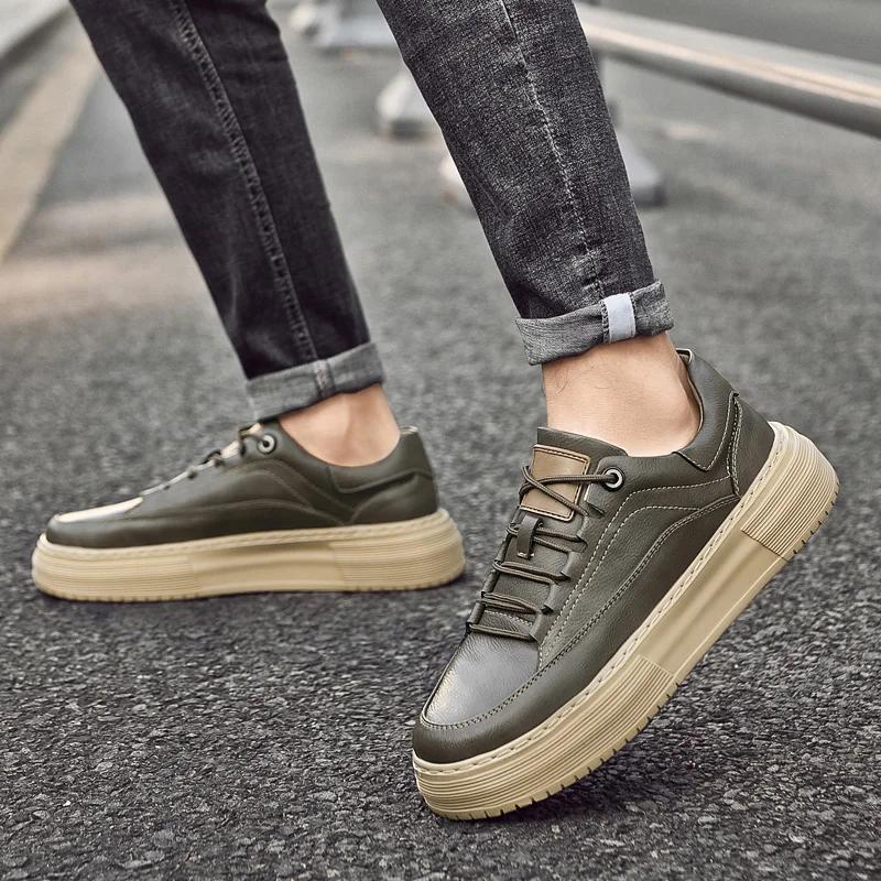 New Mens Luxury Casual Shoes High Quality Brand Leather Snekaers Comfort Lace Up Designer Sport Shoes Business Tennis Masculino