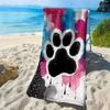 Cute Cat Paw Heart Print Beach Towel Kawaii Pink Cat Towel Soft Absorbent Quick Dry Beach Blanket for Girls Kids