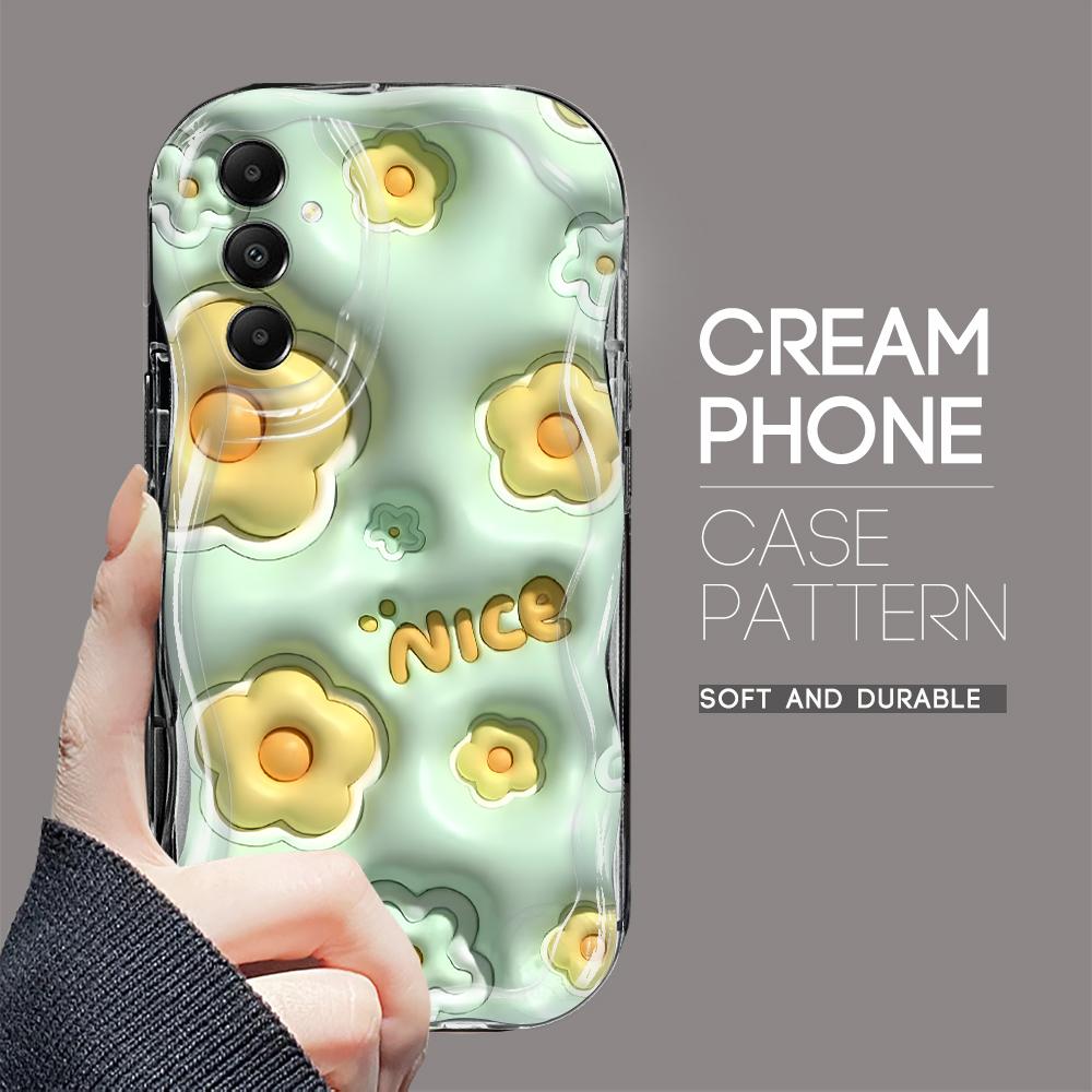 

Милый мультяшный узор, кремовая текстура, мягкий силиконовый чехол с волнистыми краями, чехол для телефона Samsung Samsung A13 чёрный