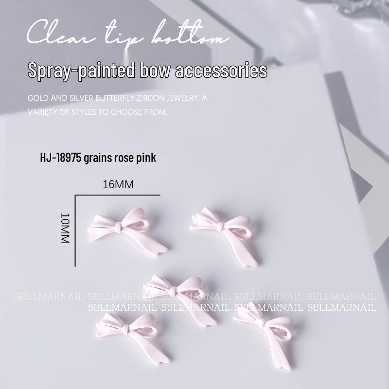 5 Pcs Bow Metal Silk Ribbon Spray Nail Art Charms - Cute French Bowknot Decorations