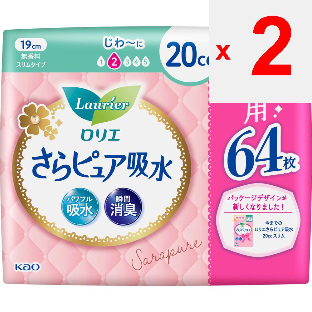 KAO Laurier Sara Pure Slim Type 20cc savé super savé ubrousky Super Jumbo 64 listů pro lehkou inkontinenci. Povrchový materiál.: Polyolefinový polyester n