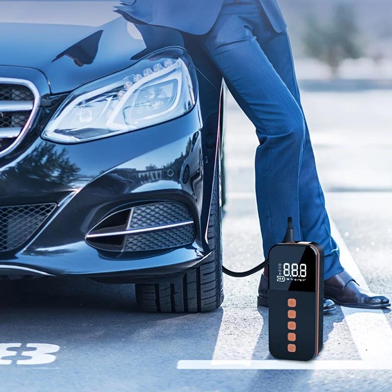 Tire Inflator Portable Air Compressor For Car With Auto Shut-off Bicycle Pump With Digital Pressure Gauge And Emergency Light
