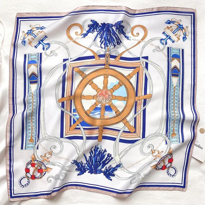Spring/Summer Leisure Neckerchief 70*70cm Square Scarf Breathable Imitation Silk Hijab Women’s Fashion Print Shawl