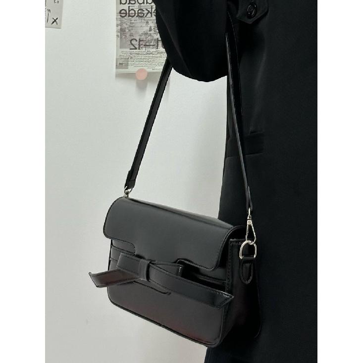 

2024 New Bowknot Girl Baguette Bag Fashion Handbag Niche Simple Underarm Shoulder Bag Versatile Crossbody Bag чорний