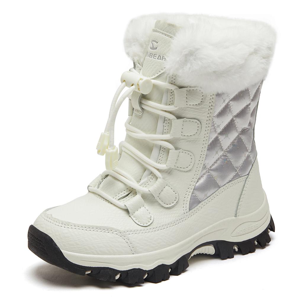 HOBIBEAR Kids Snow Boots Waterproof Outdoor Winter Shoes Warm Faux Fur Lined Elastic Band Boots