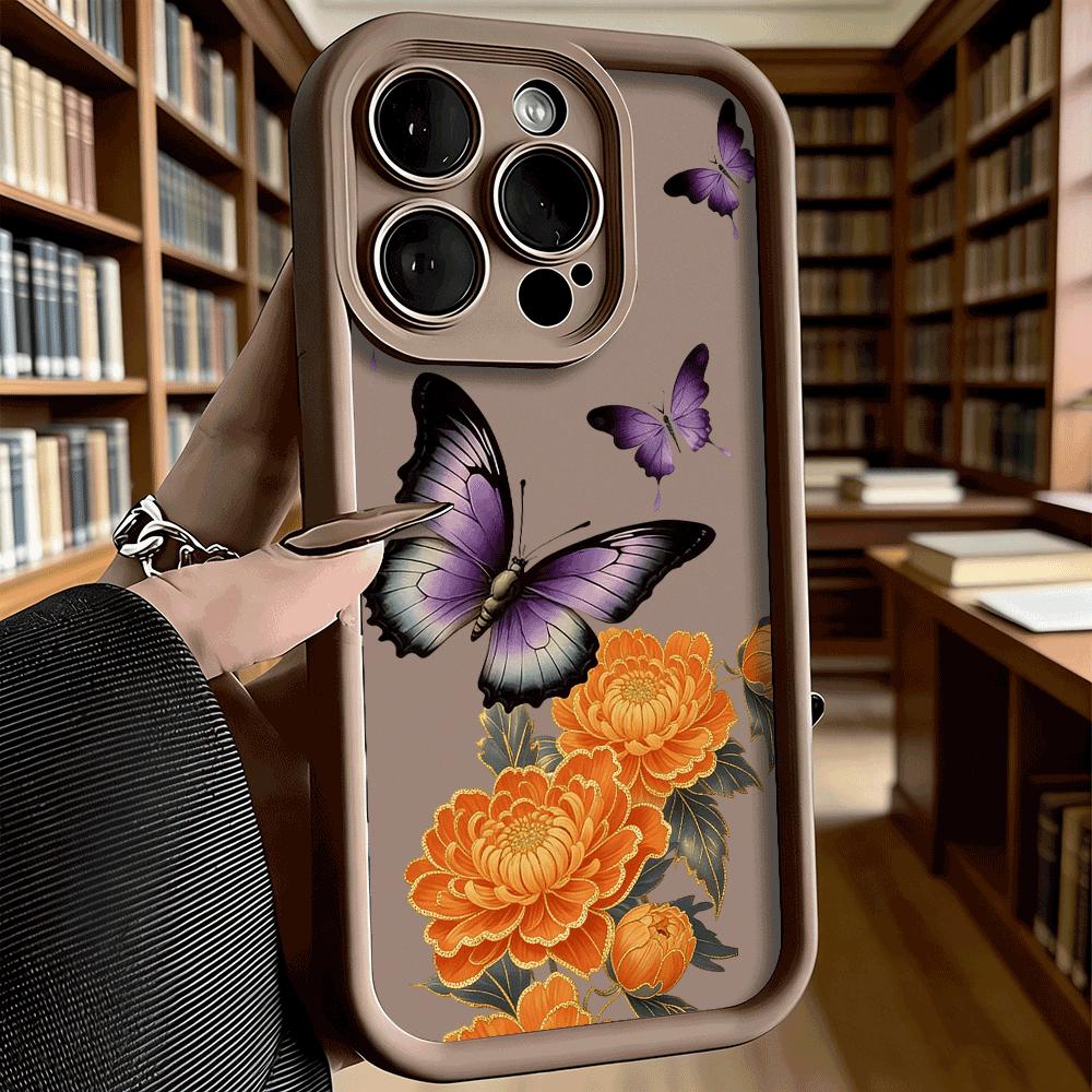 Butterflies and Orange Peonies Soft TPU Shockproof Case For Xiaomi Redmi Note 15 14 13 12 11 Pro Anti-Fall Protective Back Cover