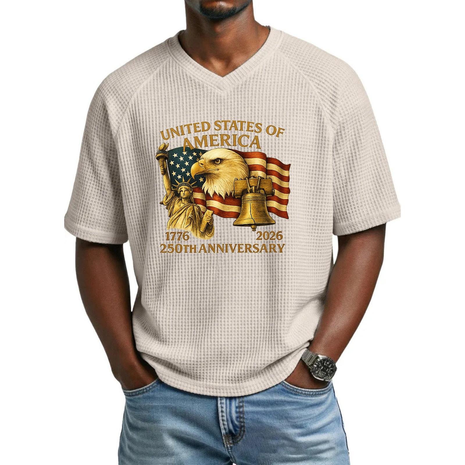 

Men s loose and casual patterned letter print T-shirt short-sleeved top L бежевый